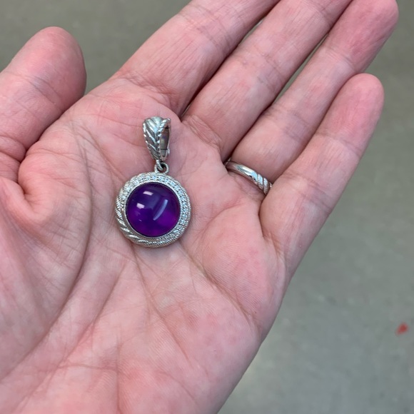 Judith Ripka SS and amethyst CZ pendant - Picture 2 of 4